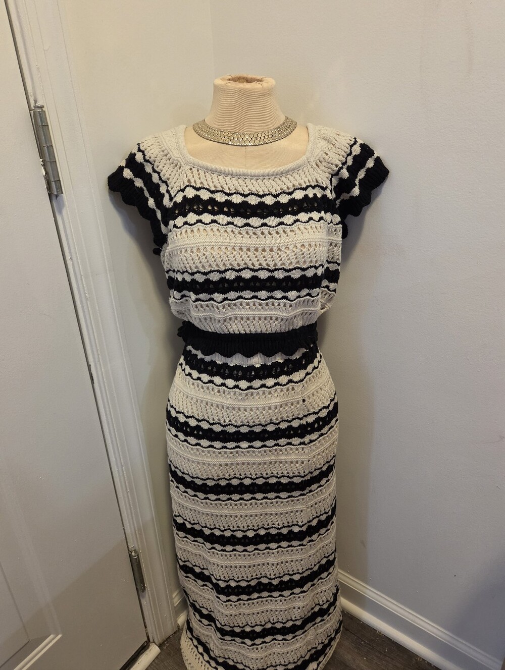 FRESHMAN 1996 TWO PIECE CROCHET KNIT MAXI DRESS